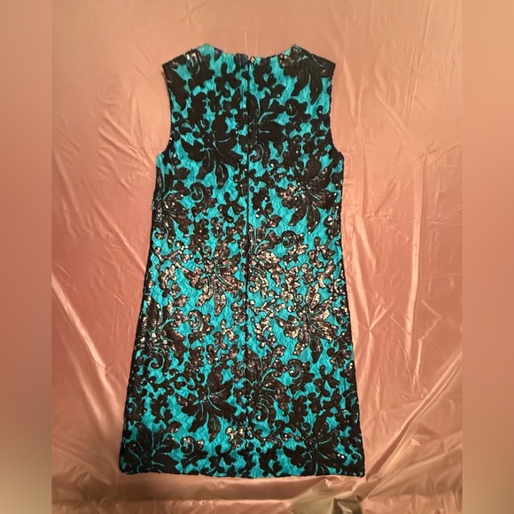 DVF Teal/Black Kaleb Sequin Embellished Sleeveless Shift Dress Size 0/XS $598.00 - Picture 5 of 10